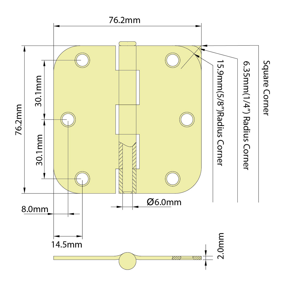 3” X 3” RESIDENTIAL HINGES