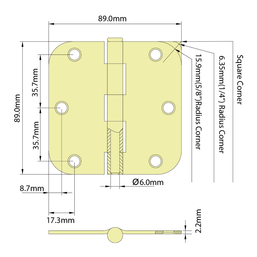 3½” x 3½” RESIDENTIAL HINGES