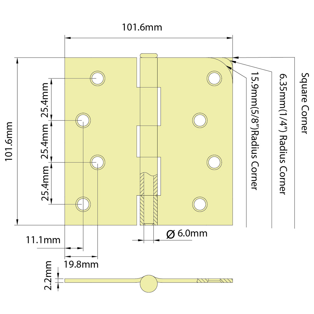 4” X 4” RESIDENTIAL HINGES