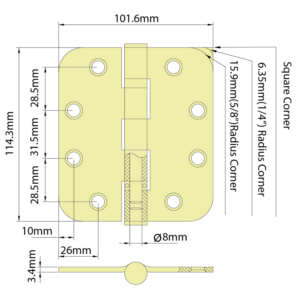 4½” x 4” COMMERCIAL HINGES