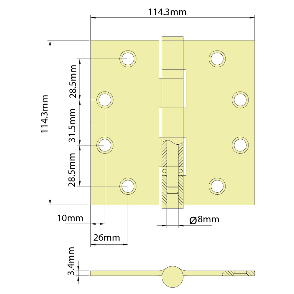 4½” x 4½” COMMERCIAL HINGES