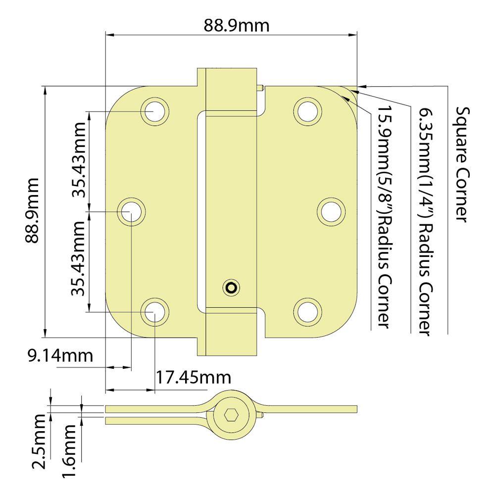 3½” x 3½” SPRING HINGES