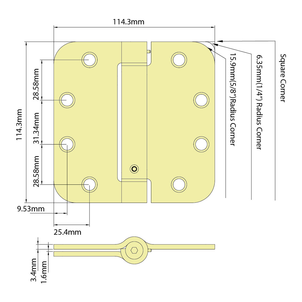 4½” x 4½” SPRING HINGES
